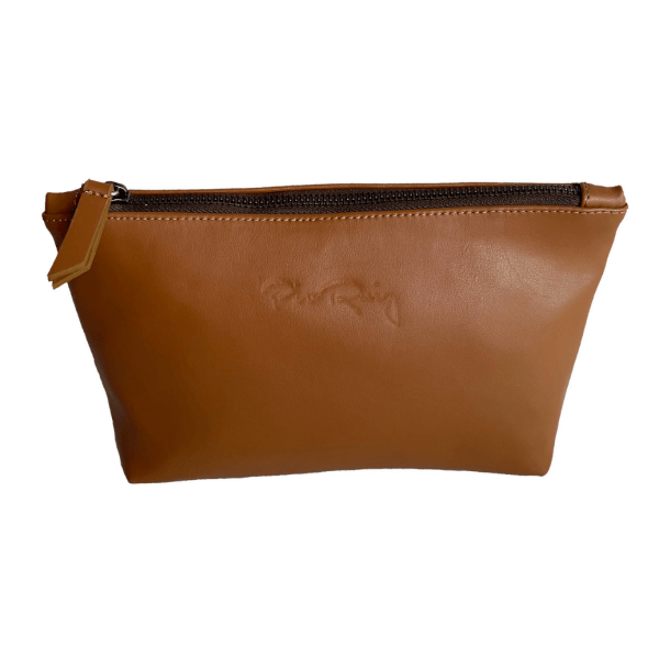 Marion Cosmetic Bag Made with Nopal Leather- Brown Color